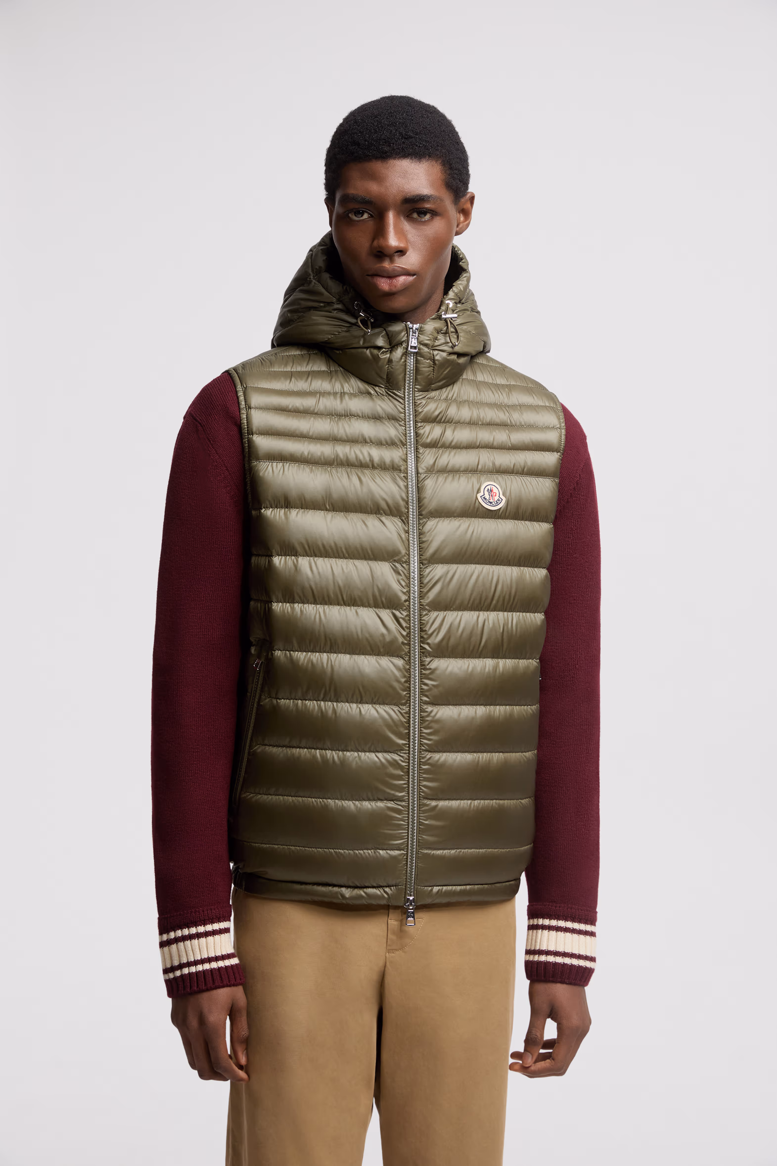 Orant Hooded Down Vest Men Olive Green Moncler 3